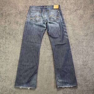 Los Angeles Denim Atelier Straight Jeans Mens 34x34 Blue Y2K Embroidered Pocket